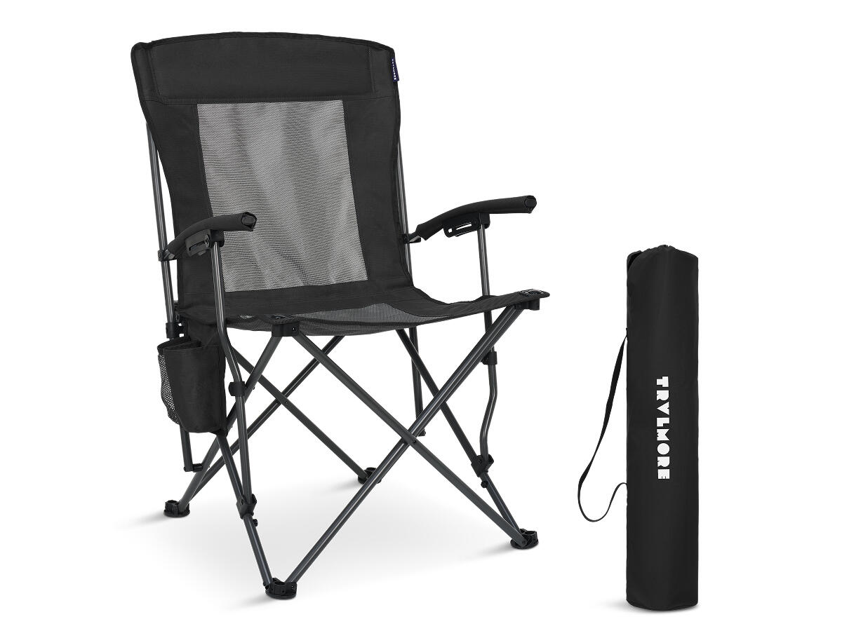 Campingstoel - opvouwbaar - 150kg draagvermogen - inclusief draagtas - zwart 1/6