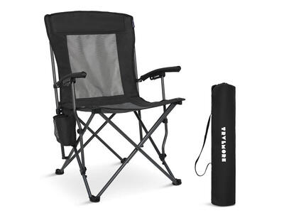 Campingstoel - opvouwbaar - 150kg draagvermogen - inclusief draagtas - zwart