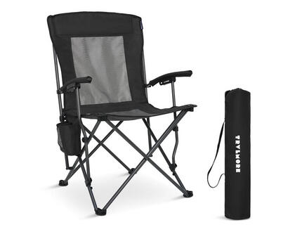 Chaise de camping - pliable - charge max. 150kg - sac de transport inclus - noir
