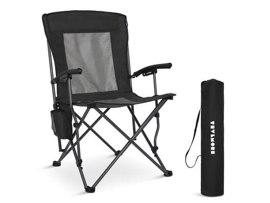 Chaise de camping - pliable - charge max. 150kg - sac de transport inclus - noir