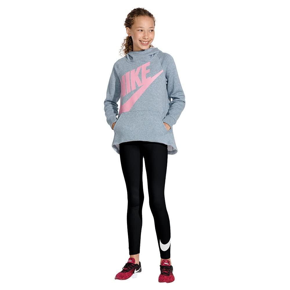 Leggings Nike bambina vita alta, nero e grigio, S 5/5