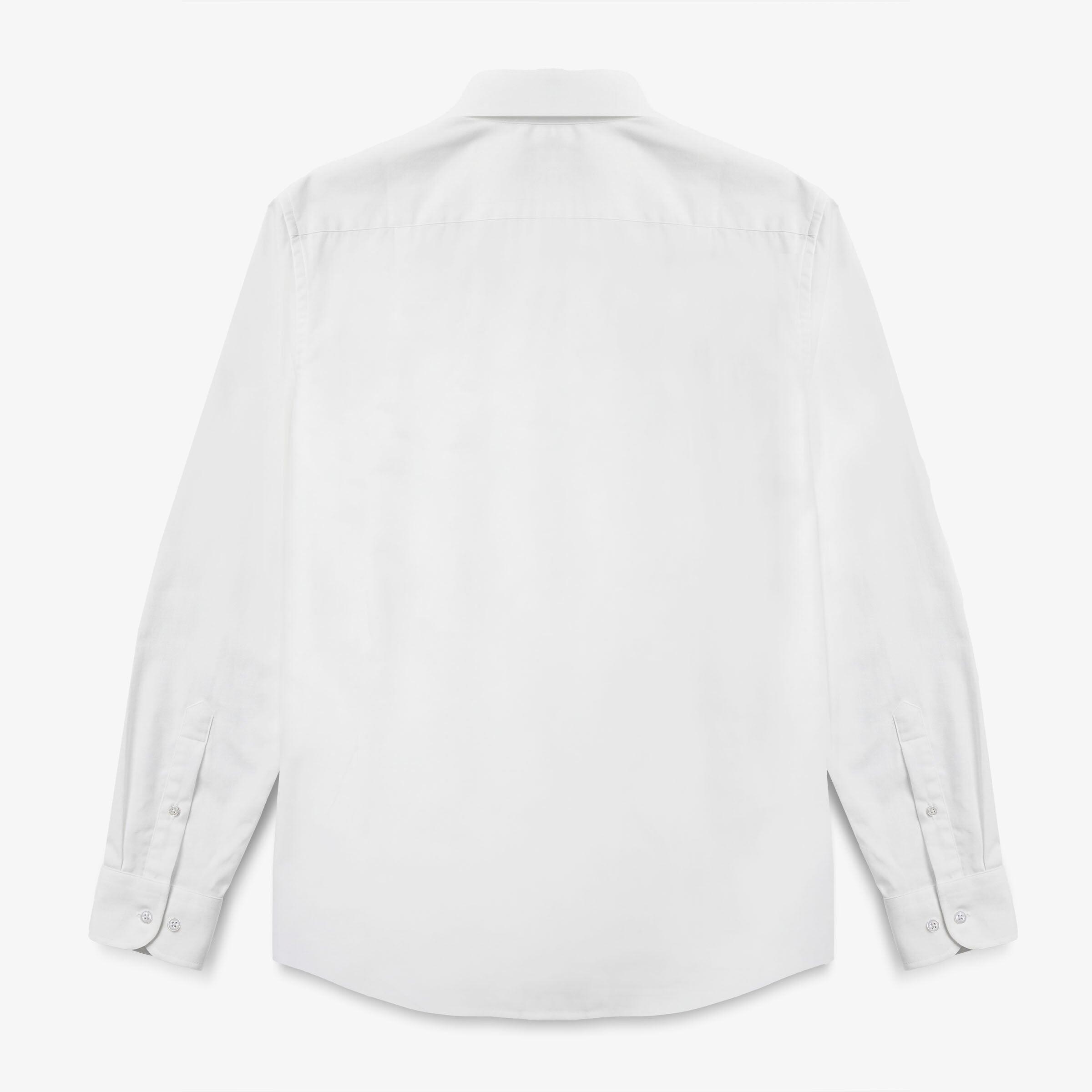 Chemise manches longues en coton avec poche poitrine blanche 2/4