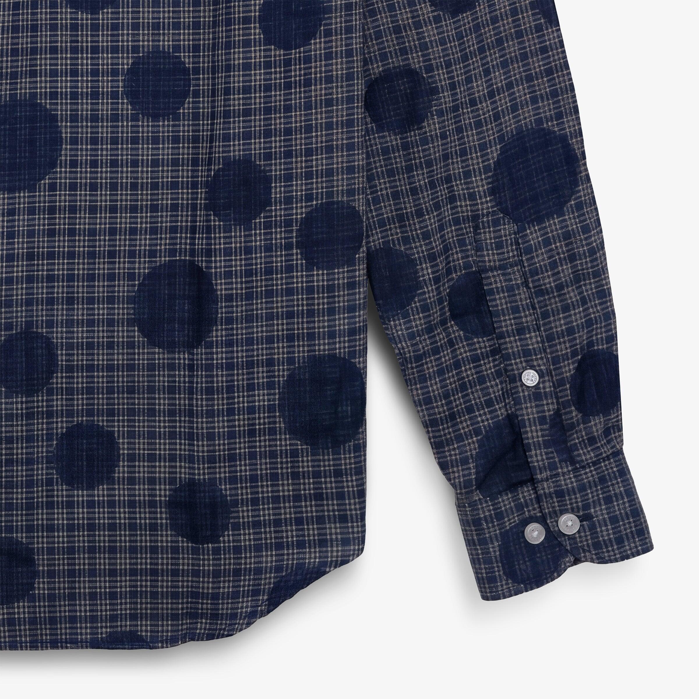 Camicia a maniche lunghe a quadri e pois blu 4/5
