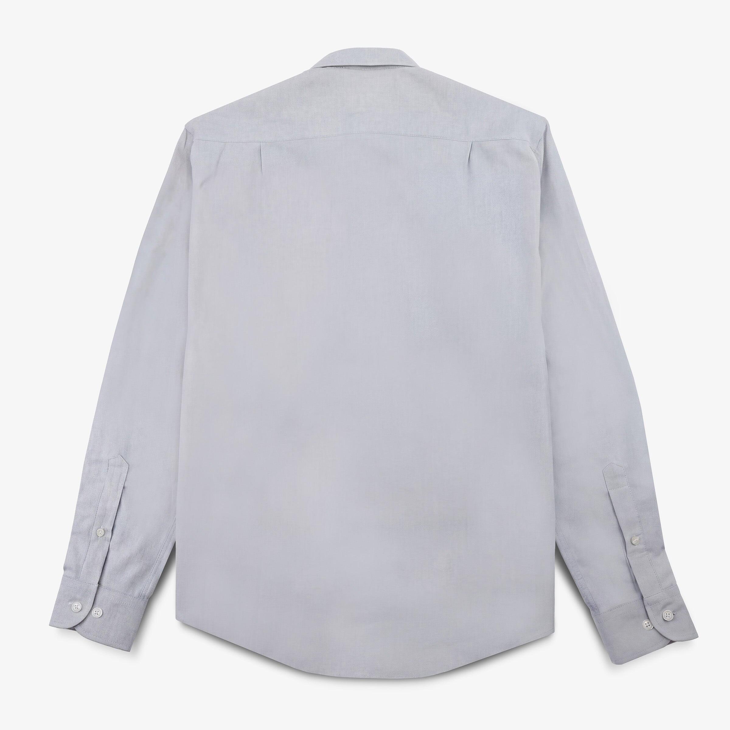 Camisa de manga larga de algodón con bolsillo de pecho en forma de rombo gris 2/5