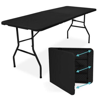 Inklapbare tafel - 180x70x74cm - stevige klaptafel - campingtafel - zwart