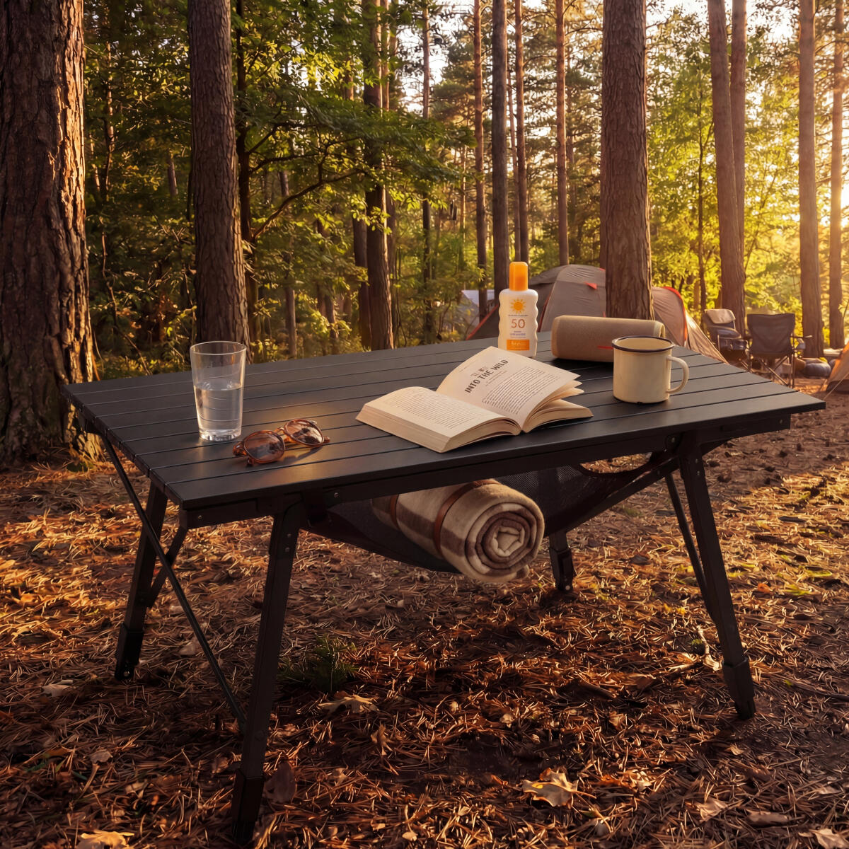 Campingtafel verstelbaar - inklapbare tafel - 90x52x71cm - zwart 5/6