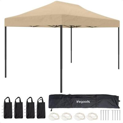 Partytent - paviljoen - 3x4.5 m - easy up - opvouwbaar - waterdicht - beige
