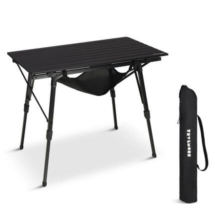 Table de camping reglable - 90x52x71cm - table pliante aluminium - noir