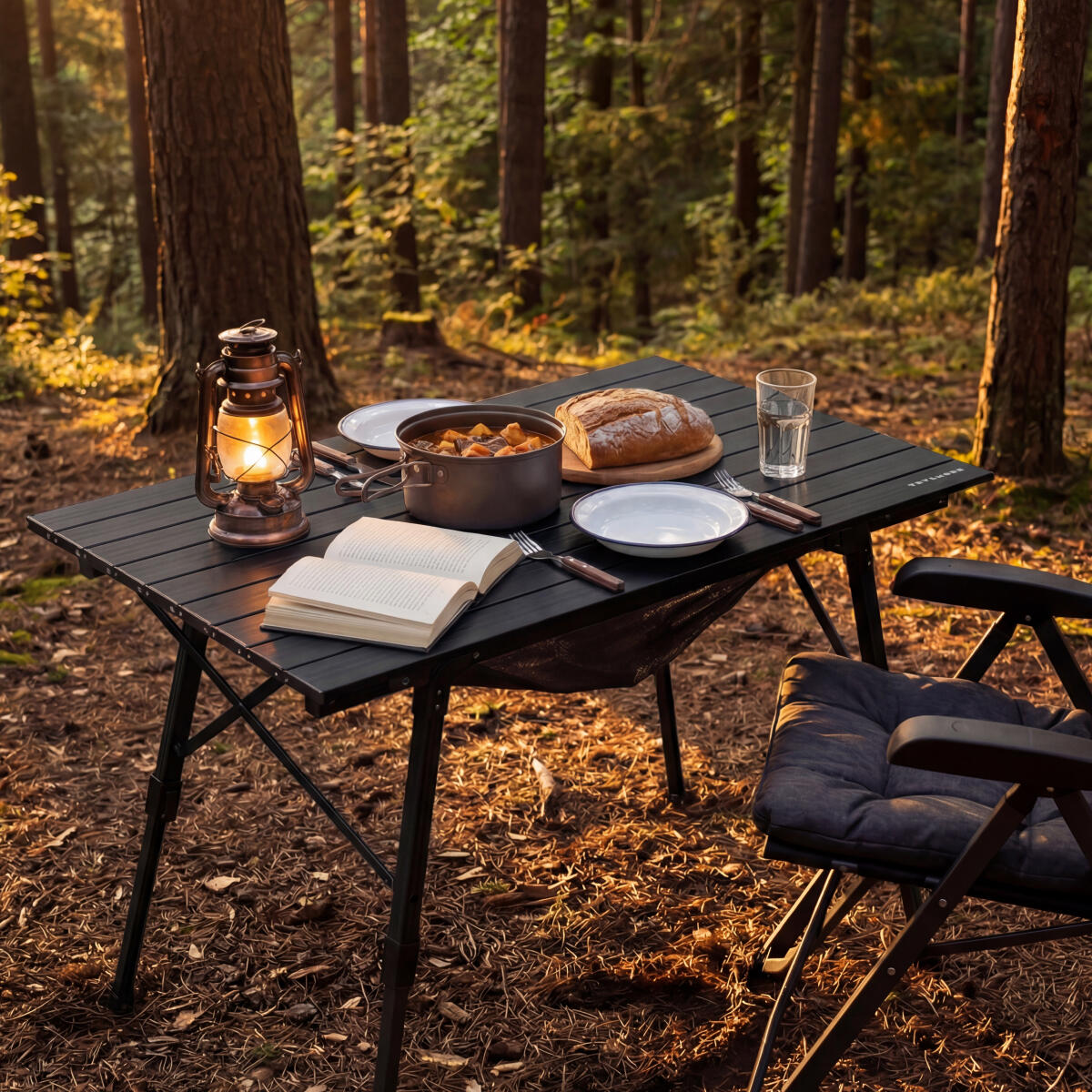 Campingtafel verstelbaar - inklapbare tafel - 90x52x71cm - zwart 4/6