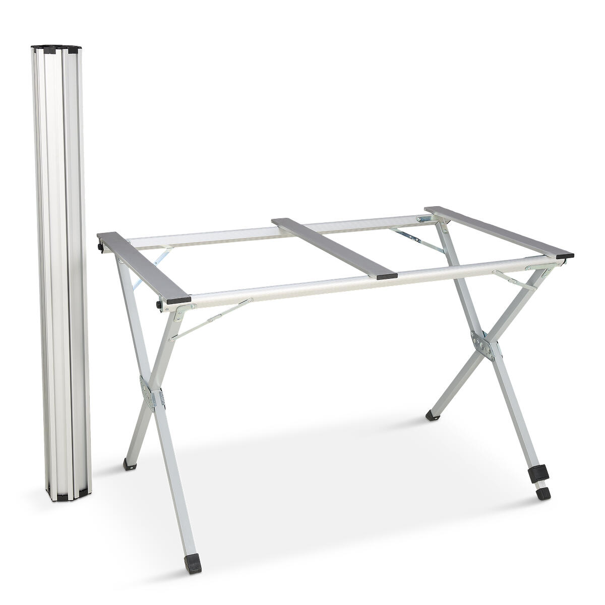 Table de camping - 120x70x70cm - leger avec cadre en aluminium - noir 2/6