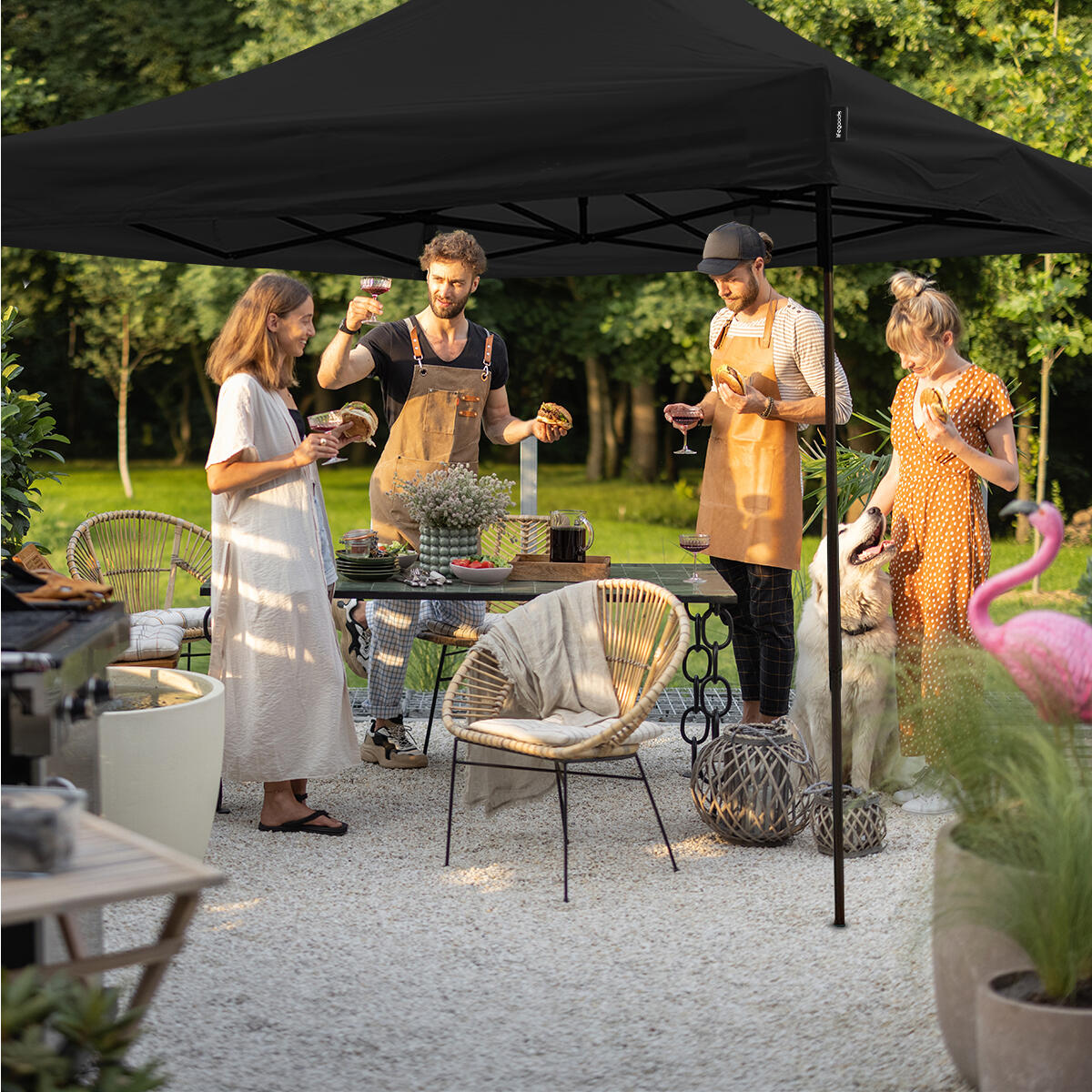 Partytent - opvouwbaar - 3x3 m - easy up - paviljoen - waterdicht - antraciet 2/4
