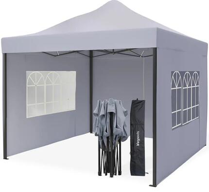 Partytent - 3x3 m - zijwanden - easy up - paviljoen - opvouwbaar - donkergrijs