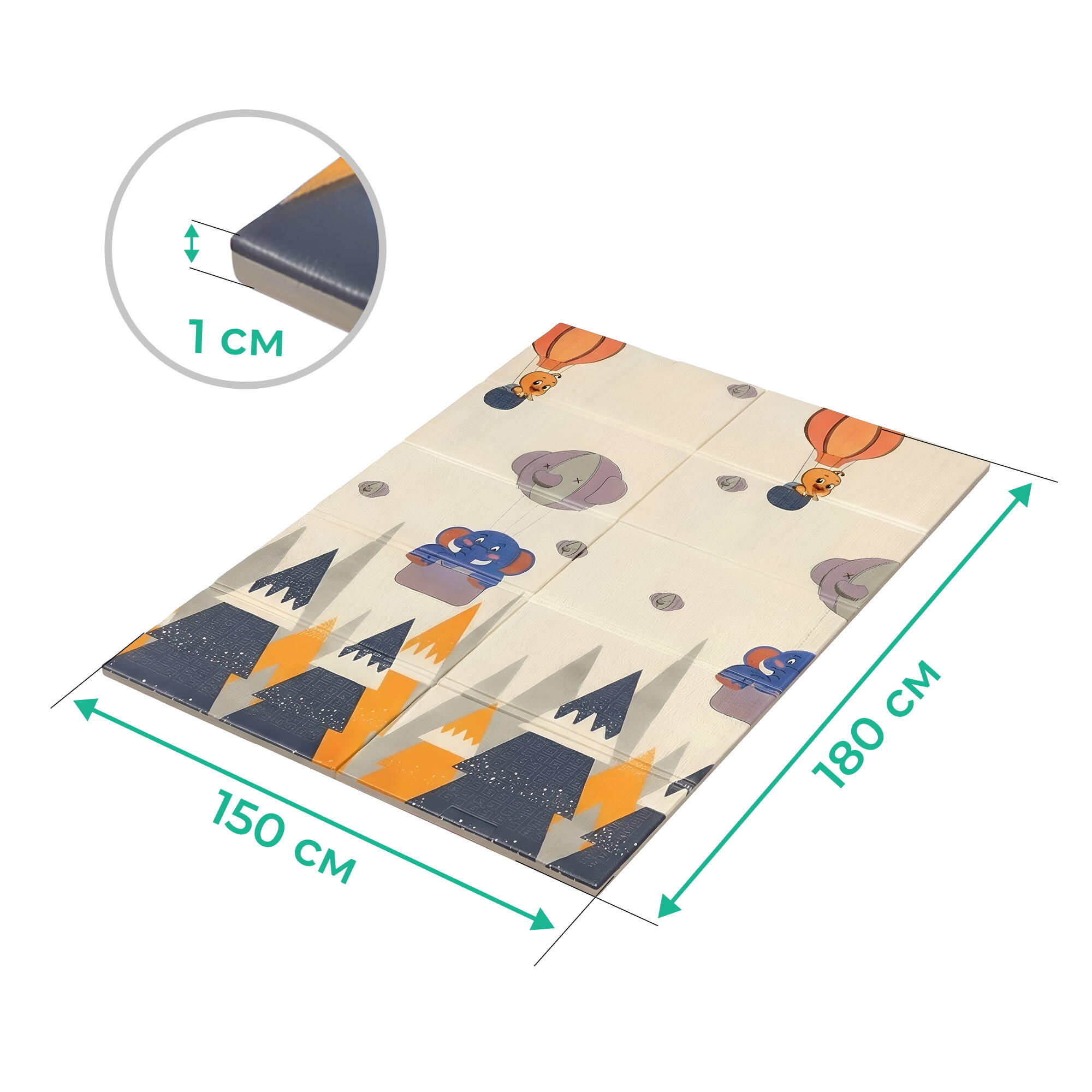 tapis pliant 150x180x1cm - enfant/éléphant 5/7