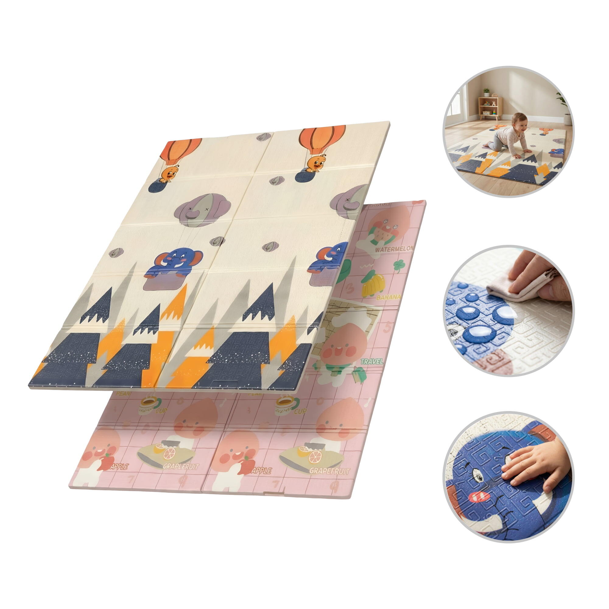 tapis pliant 150x180x1cm - enfant/éléphant 4/7