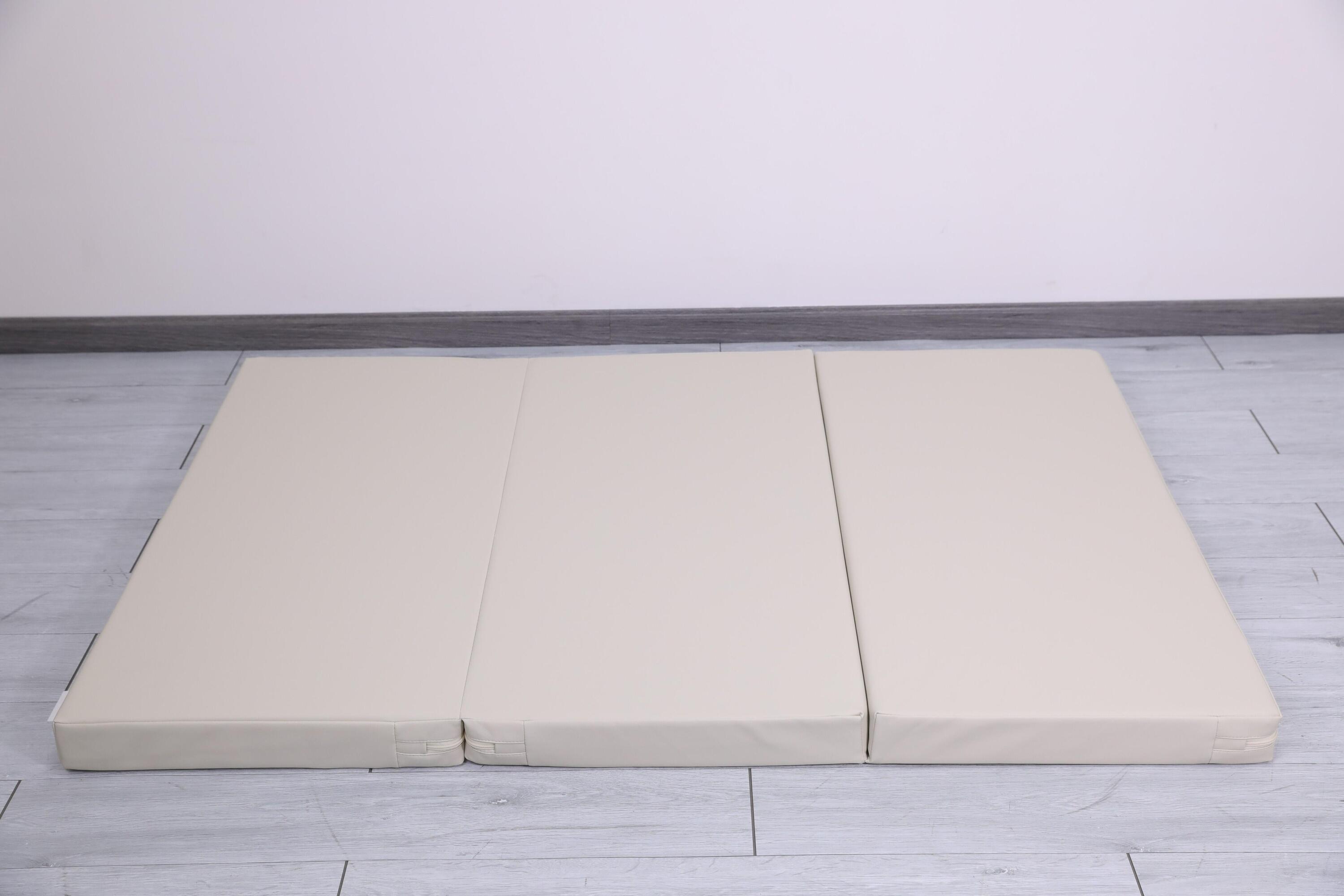Kinder Gymnastik Turnmatte PU Klappbar 3-teilig 150x100x8 cm Satellite PU Beige 6/7