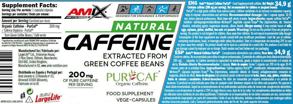 Natural caffeine - 30 capsules de Amix Nutrition 2/3