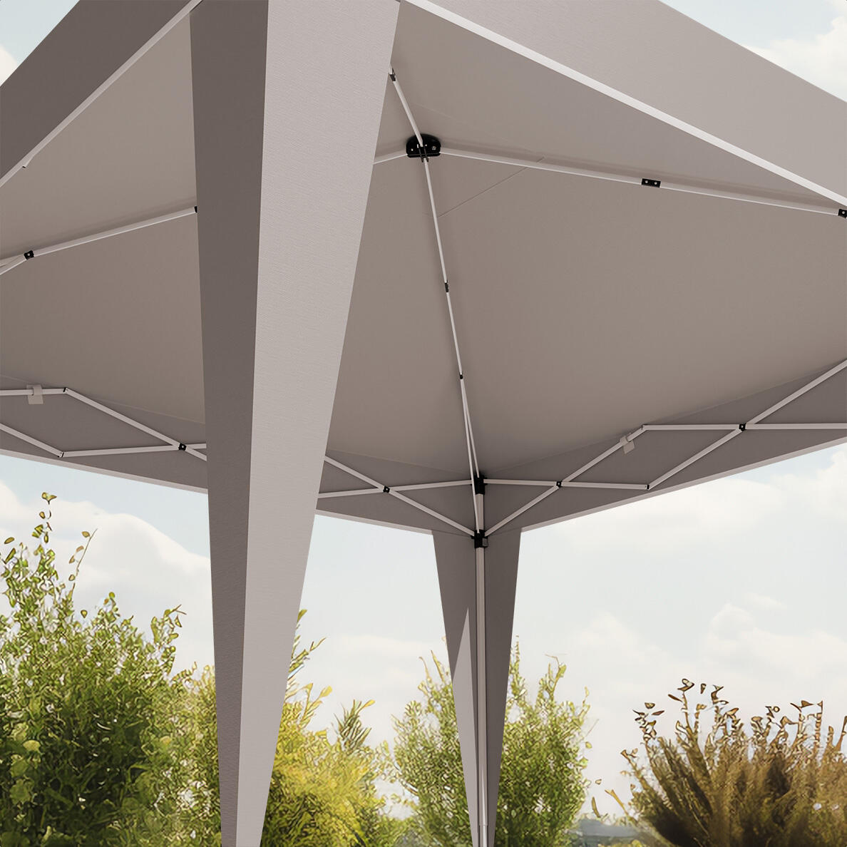 Partytent - opvouwbaar - 3x3 m - easy up - paviljoen - vouwtent - beige 4/4