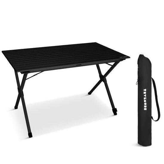 Table de camping - 120x70x70cm - leger avec cadre en aluminium - noir