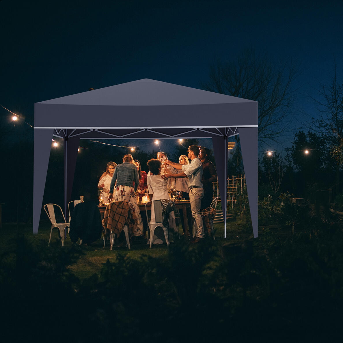 Partytent - opvouwbaar - 3x3 m - easy up - paviljoen - vouwtent - grijs 2/4