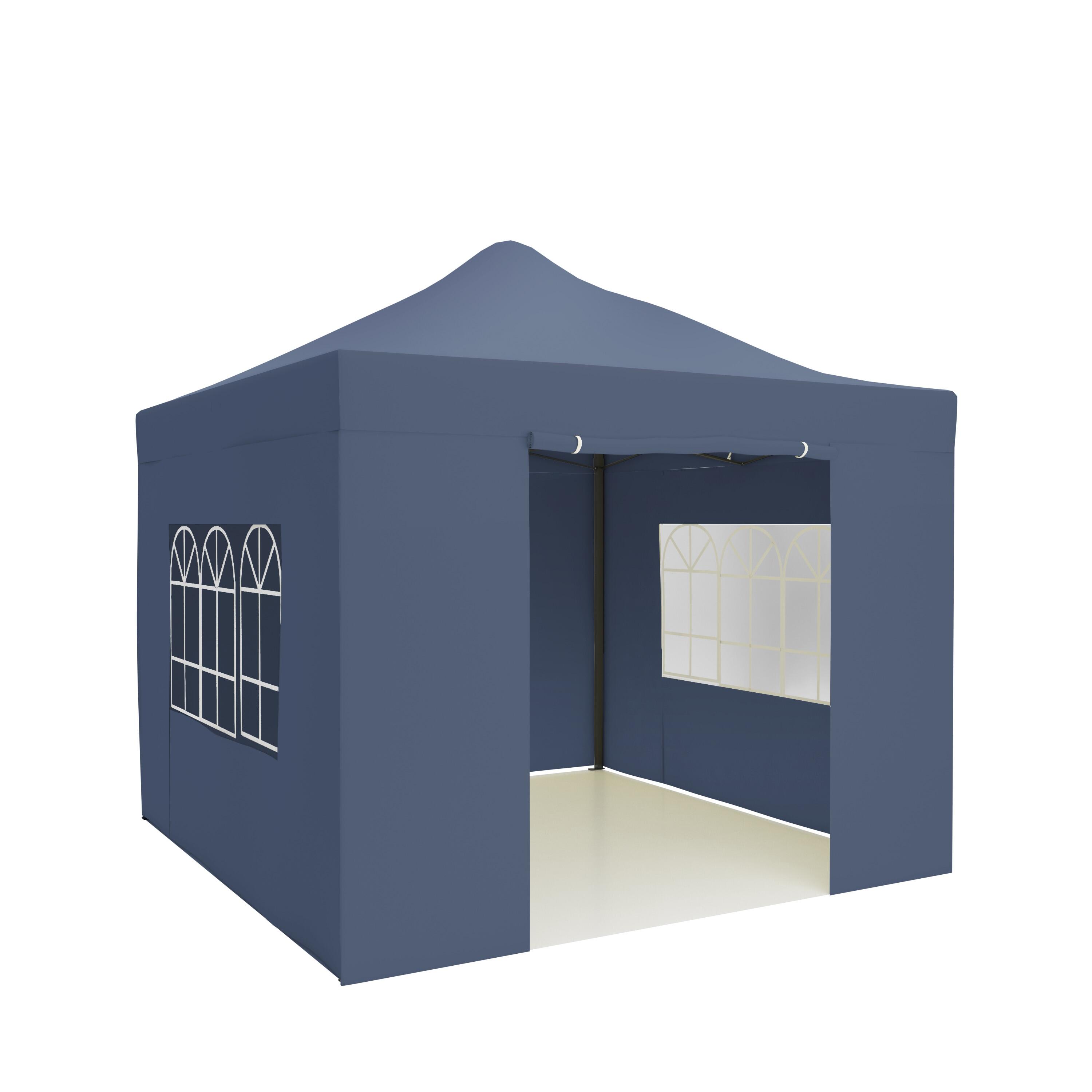 Partytent - 3x3 m - zijwanden - easy up - paviljoen - opvouwbaar - donkerblauw 3/5
