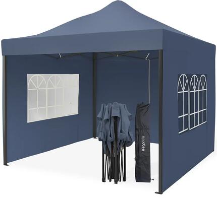 Partytent - 3x3 m - zijwanden - easy up - paviljoen - opvouwbaar - donkerblauw