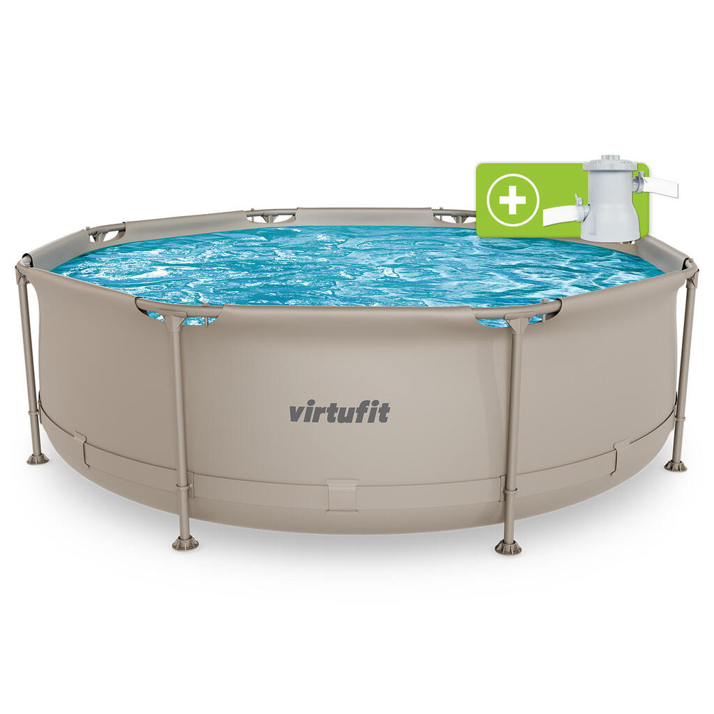 Swimming Pool - Round - Ø244 x 76 cm - Beige - Including Filter Pump