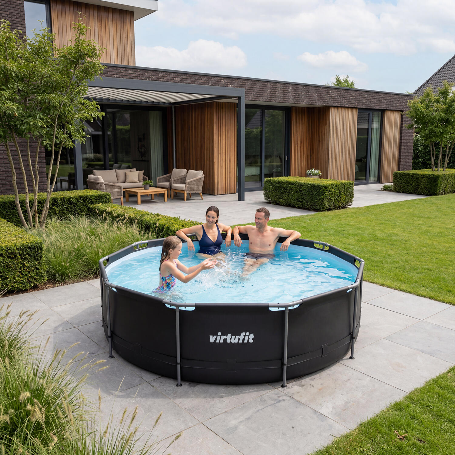 Piscina - Rotonda - Ø366 x 100 cm - Antracite - Inclusa Pompa di Filtraggio 2/7