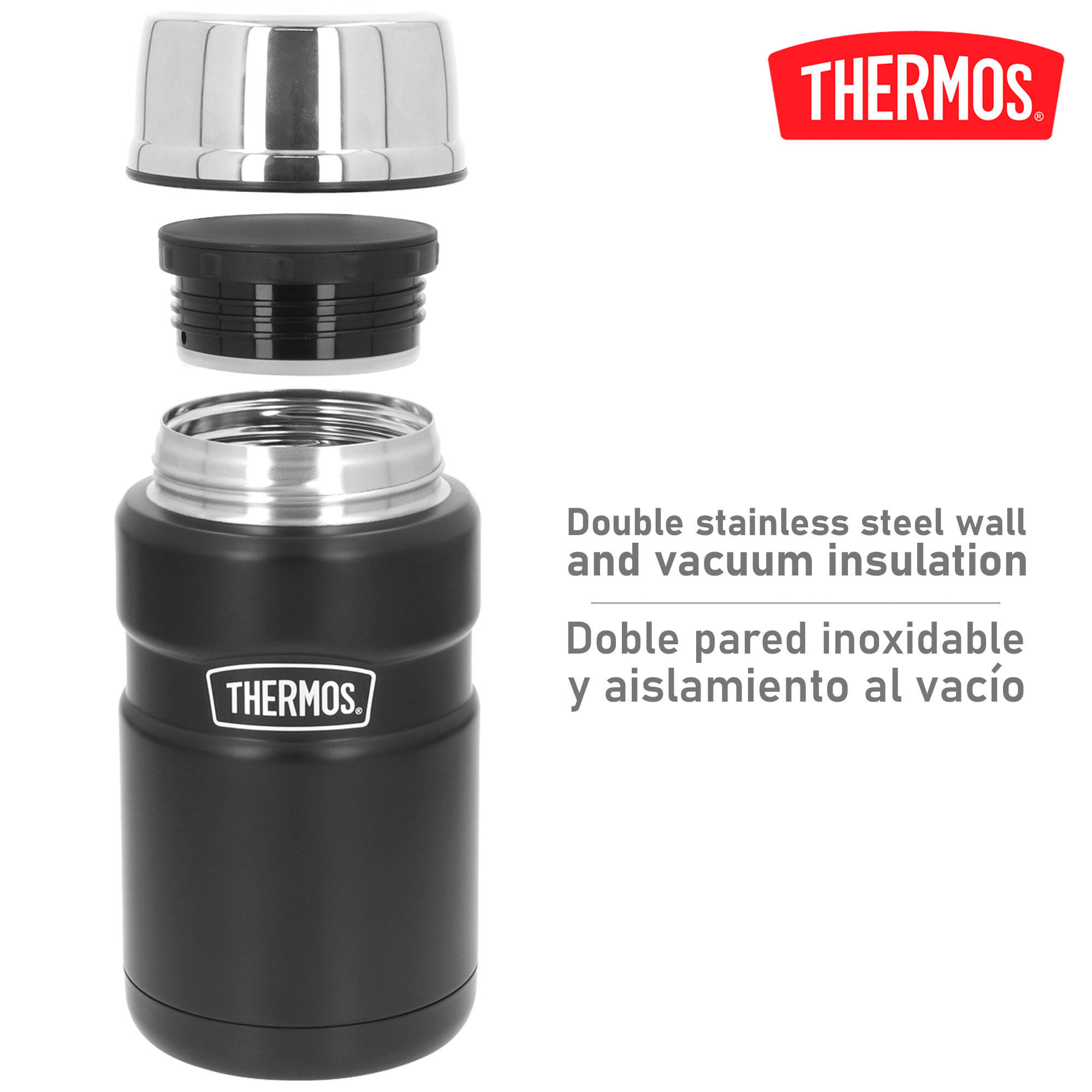 Termo para alimentos quentes 710 ml em aço inoxidável com isolamento dupla 3/7