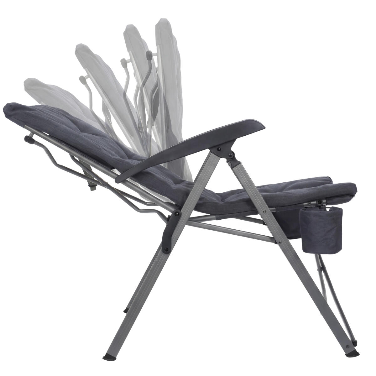 Campingstoel luxe - opvouwbaar - 150kg draagvermogen - grijs 3/6