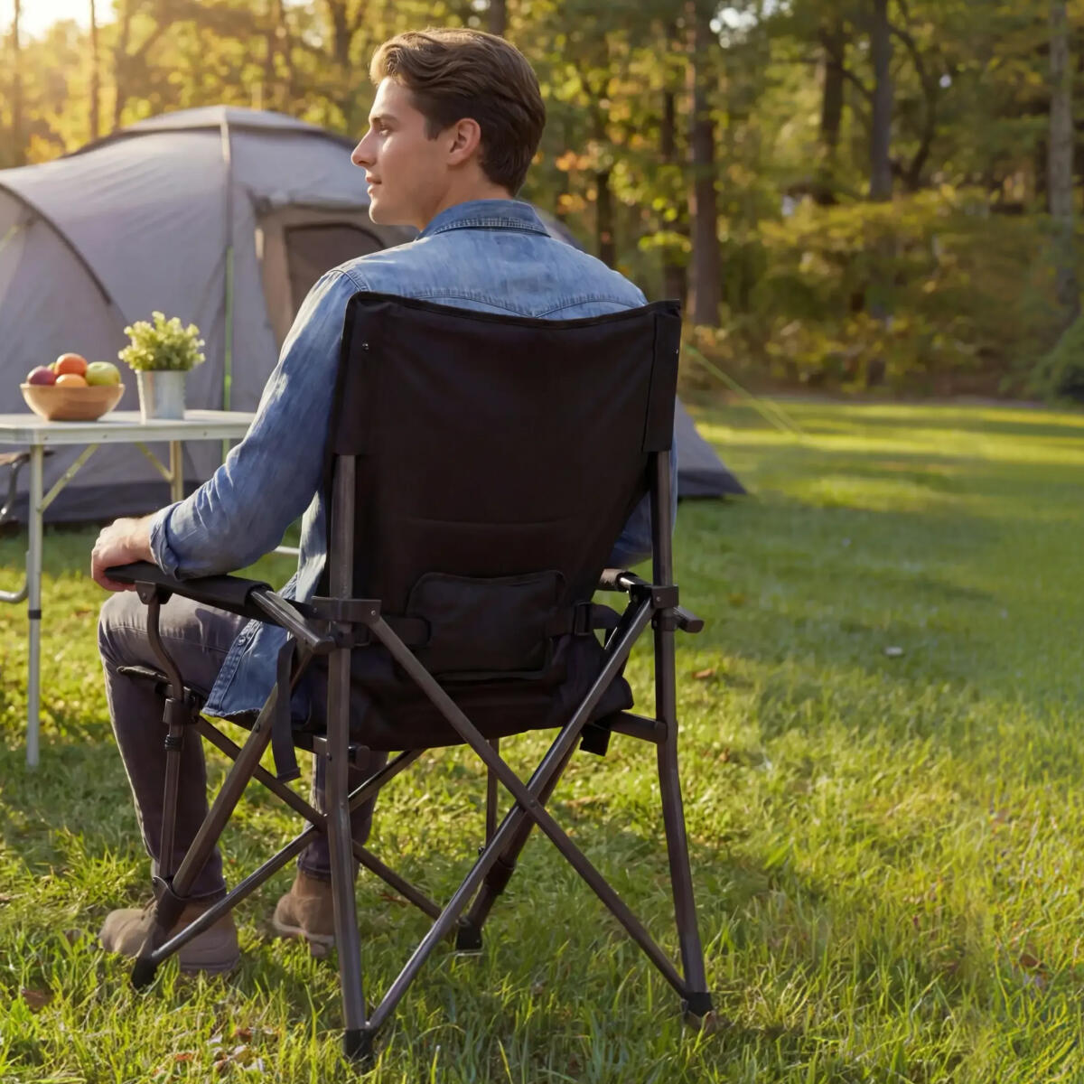 Campingstoelen - opvouwbaar - 120kg draagvermogen - inclusief draagtas - zwart 5/6