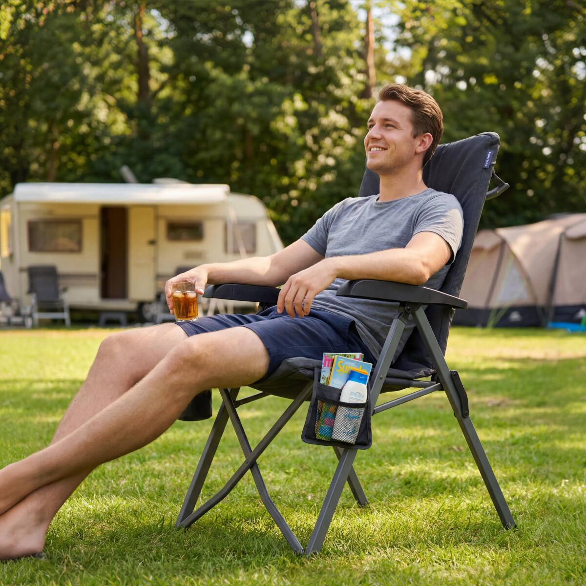 Campingstoel luxe - opvouwbaar - 150kg draagvermogen - grijs 4/6