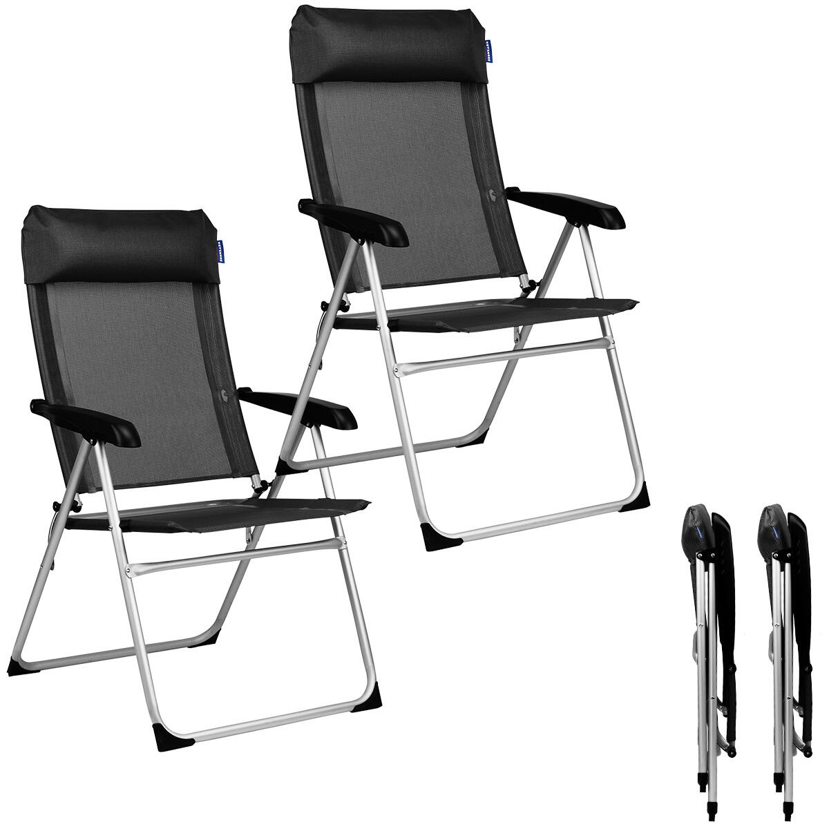 Campingstoelen - opvouwbaar - 2 - pack - 110kg draagvermogen - zwart 1/1