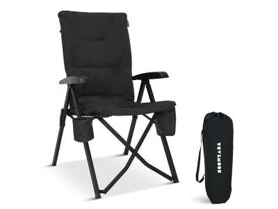 Campingstoel luxe - opvouwbaar - 150kg draagvermogen - zwart