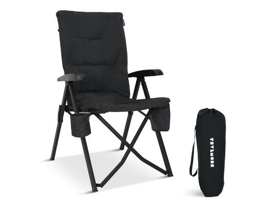 Campingstoel luxe - opvouwbaar - 150kg draagvermogen - zwart
