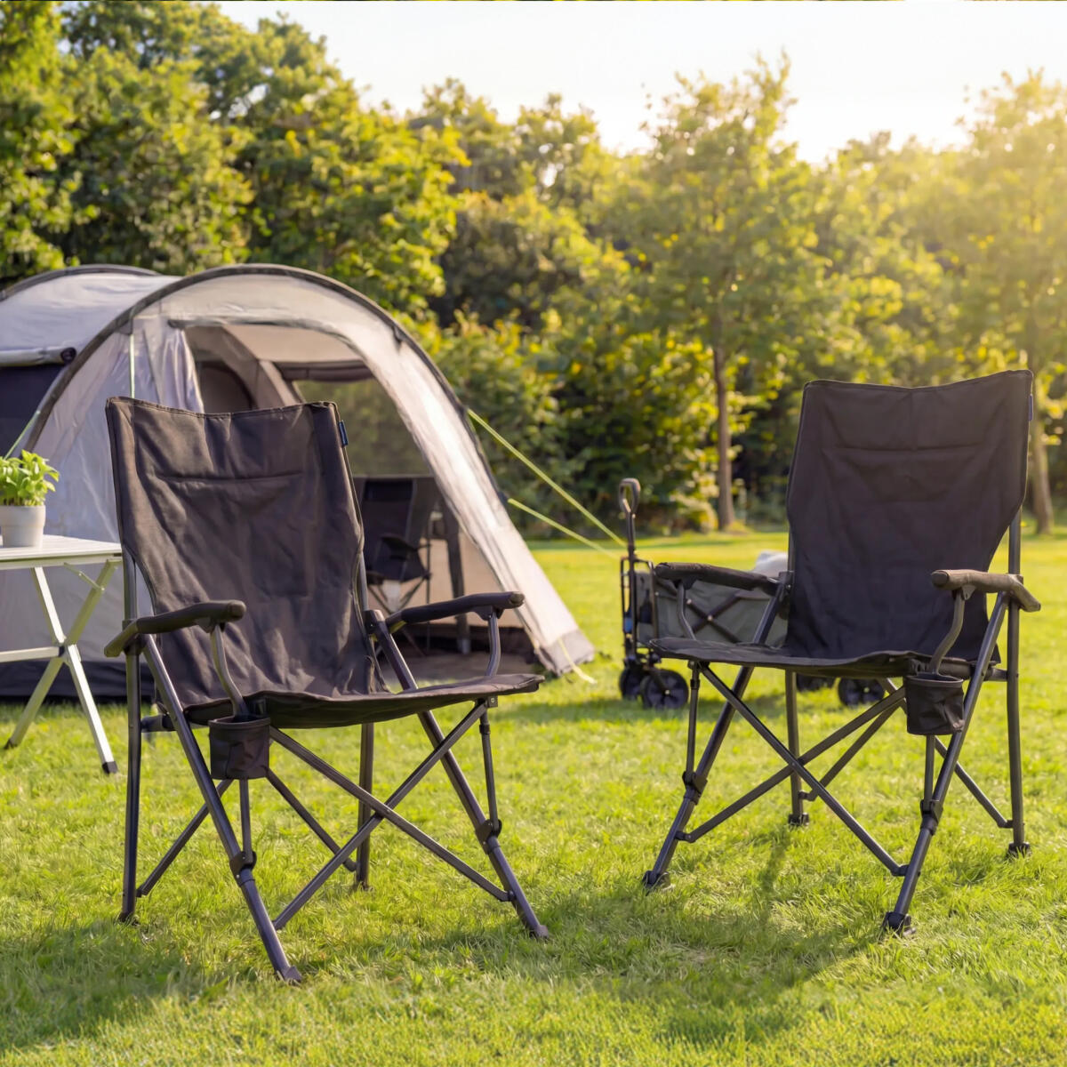 Campingstoelen - opvouwbaar - 120kg draagvermogen - inclusief draagtas - zwart 4/6