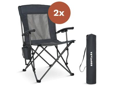 Campingstoelen - opvouwbaar - 2 - pack - 150kg draagvermogen - grijs