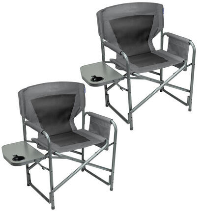 Chaises de camping - pliable - lot de 2 - charge max. 120kg - leger - gris