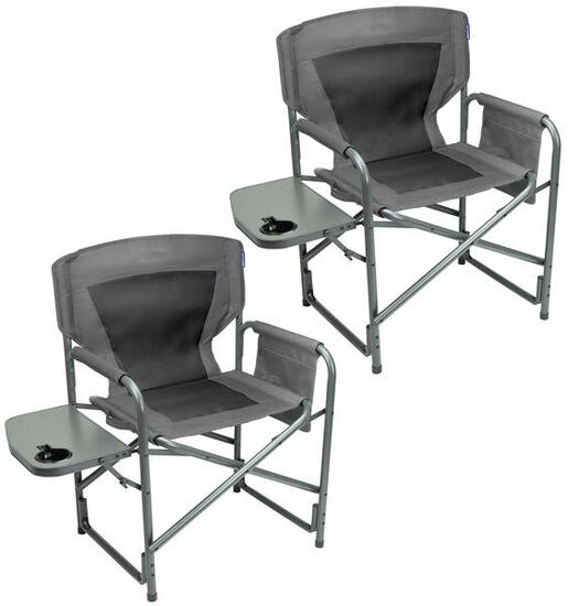 Chaises de camping - pliable - lot de 2 - charge max. 120kg - leger - gris