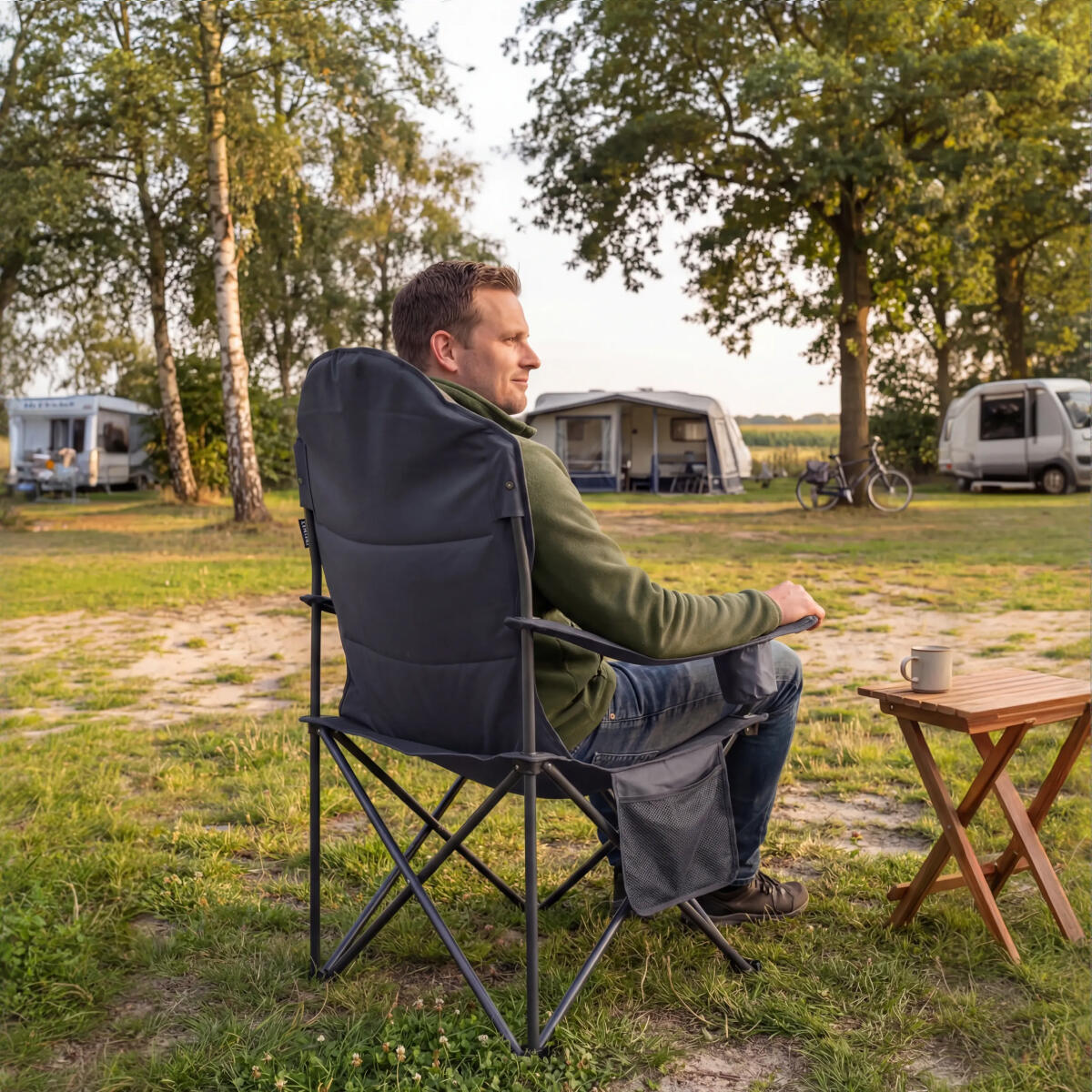 Campingstoel - opvouwbaar - 160kg draagvermogen - inclusief draagtas - grijs 5/6