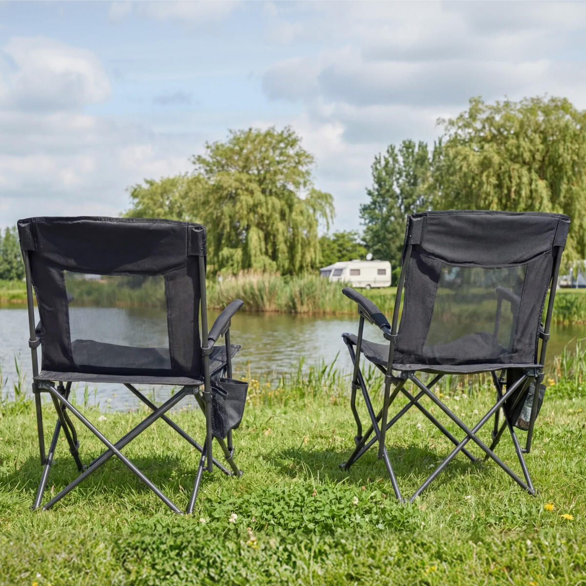 Chaises de camping - pliable - lot de 2 - charge max. 150kg - gris 4/6