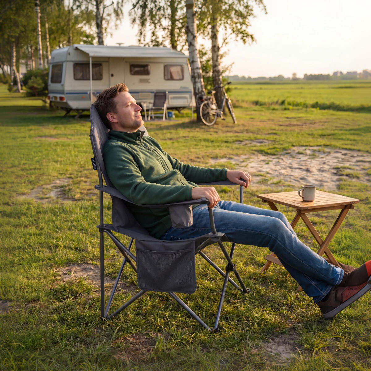 Campingstoel - opvouwbaar - 160kg draagvermogen - inclusief draagtas - grijs 4/6