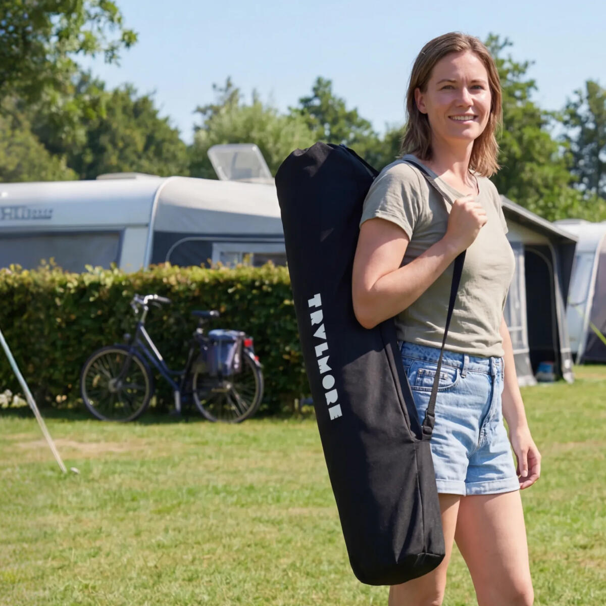 Campingstoel XL - opvouwbaar - 150kg draagvermogen - inclusief draagtas - zwart 5/6