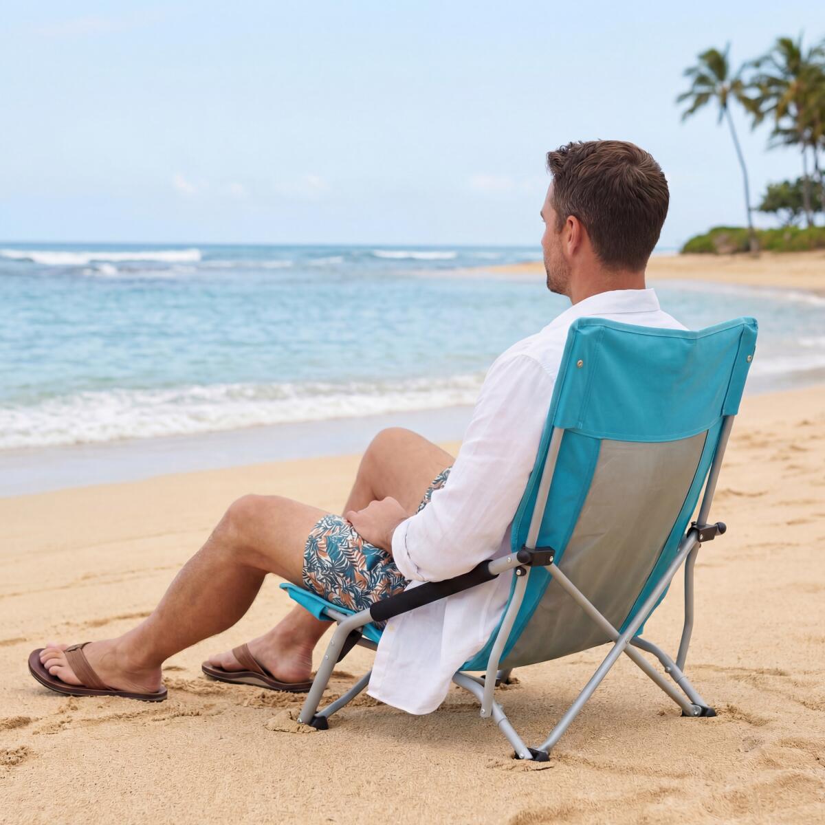 Chaise de plage - pliable et repliable - charge max. 120kg - leger - bleu 4/5