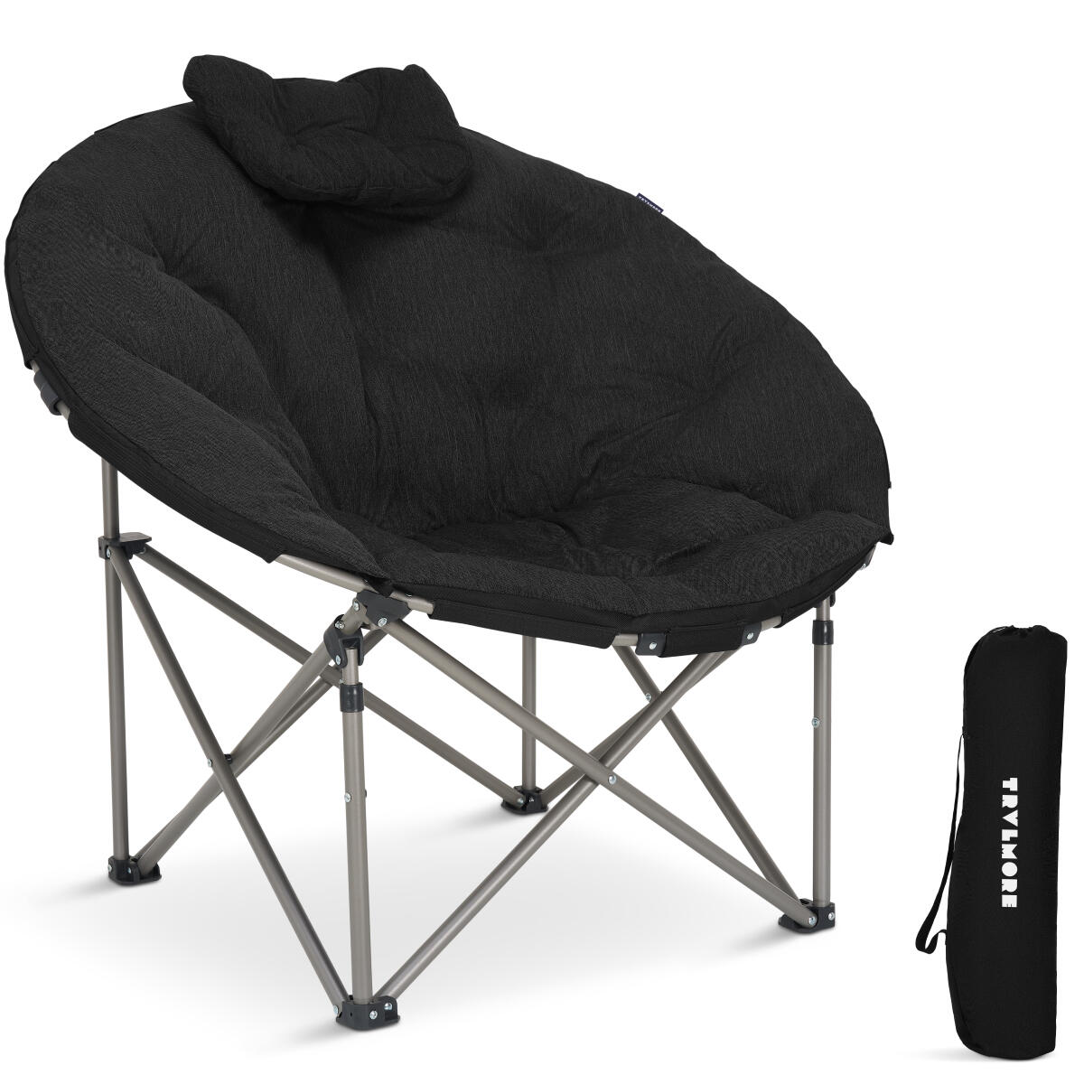 Campingstoel XL - opvouwbaar - 150kg draagvermogen - inclusief draagtas - zwart 1/6