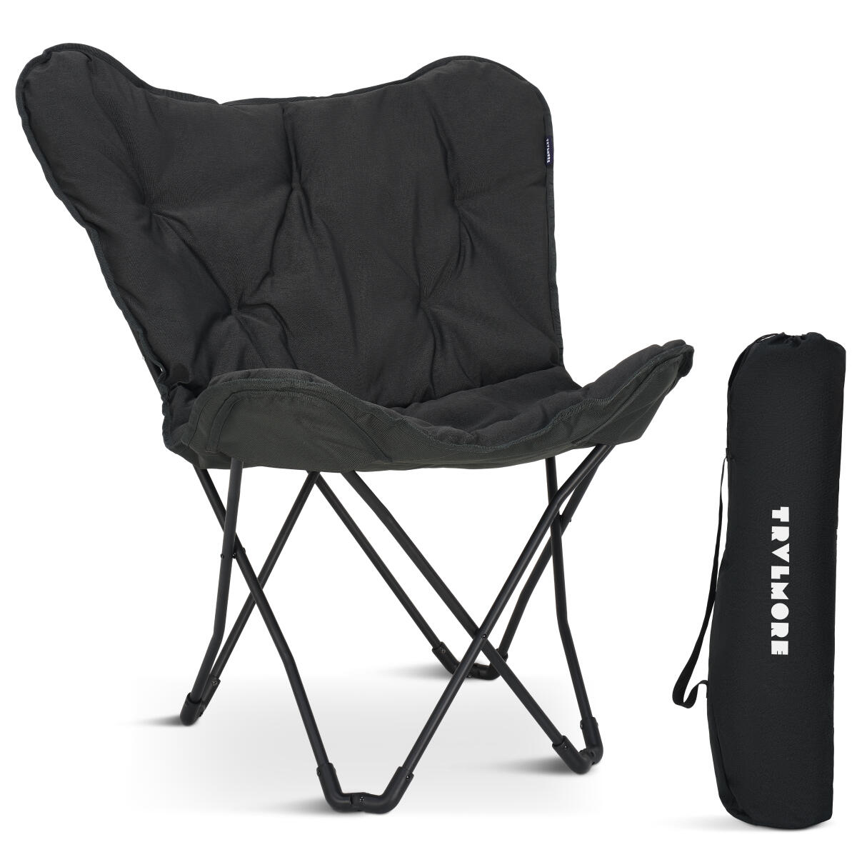 Campingstoel - opvouwbaar - 136kg draagvermogen - inclusief draagtas - zwart 1/6