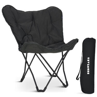 Campingstoel - opvouwbaar - 136kg draagvermogen - inclusief draagtas - zwart