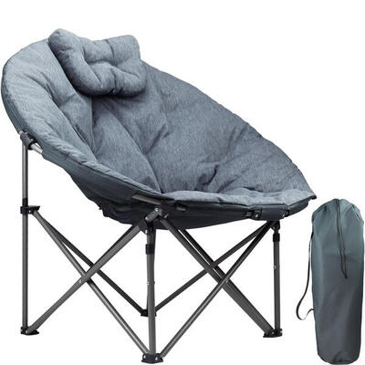 Campingstoel xl - opvouwbaar - 150kg draagvermogen - inclusief draagtas - grijs