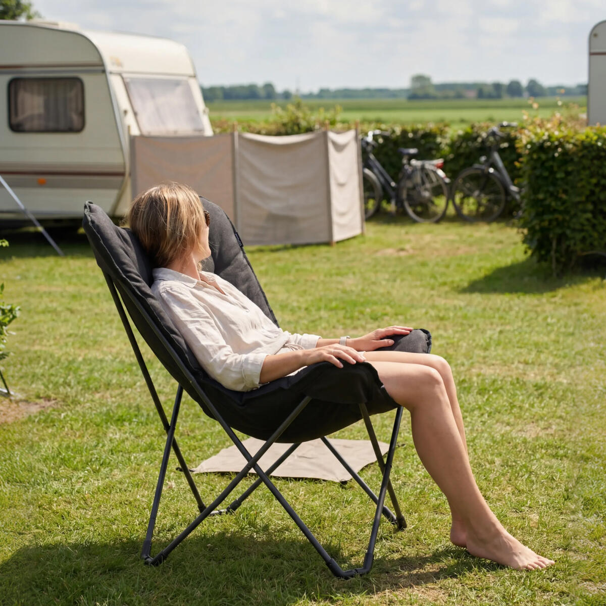 Campingstoel - opvouwbaar - 136kg draagvermogen - inclusief draagtas - zwart 4/6