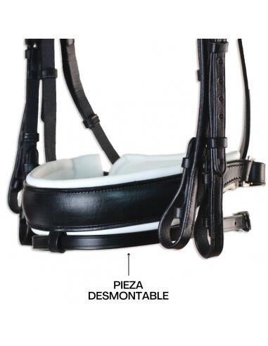 Cabezada inglesa doma    con doble rienda  | COB | Negro/Blanco 2/6