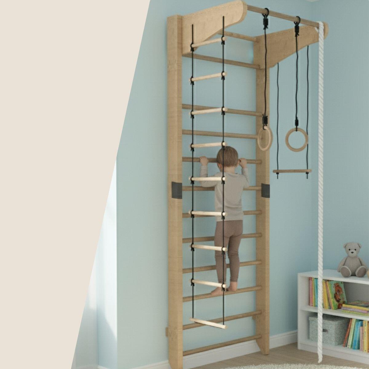 drabinka gimnastyczna Kinder Sport czarny-drewno EU 2/4